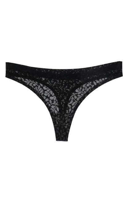 Panties- Women's Lace Panty Thong G-String- Black- Chuzko Women Clothing
