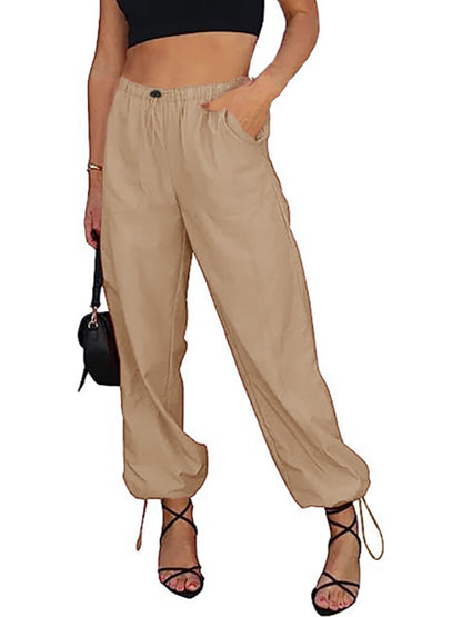 Pants- Women Solid Parachute Trousers Pants- - Chuzko Women Clothing