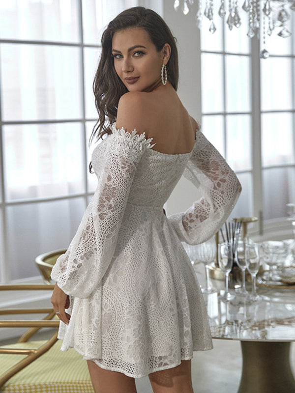 Elegant Guipure Lace Off-Shoulder Dress - Flattering Fit for Special Events