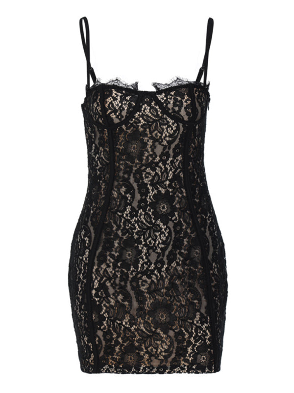 Party Dresses- Party Lace Bodycon Bustier Mini Dress for Nights Out- - Chuzko Women Clothing
