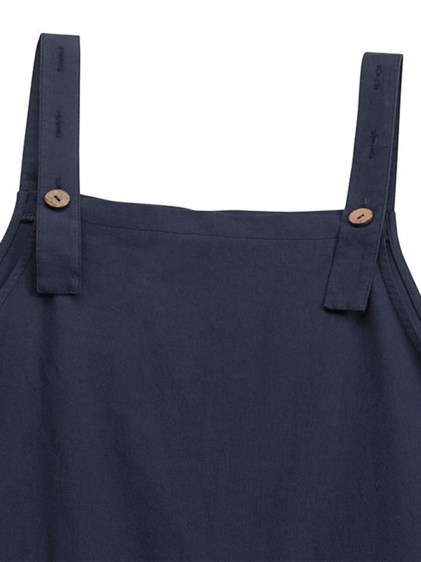 Playsuit in Solid Cotton Baggy Bib Overalls with Pockets