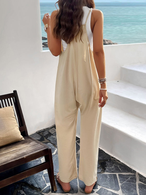Solid Cotton Baggy Bib Overalls - Go-To Playsuit with Pockets