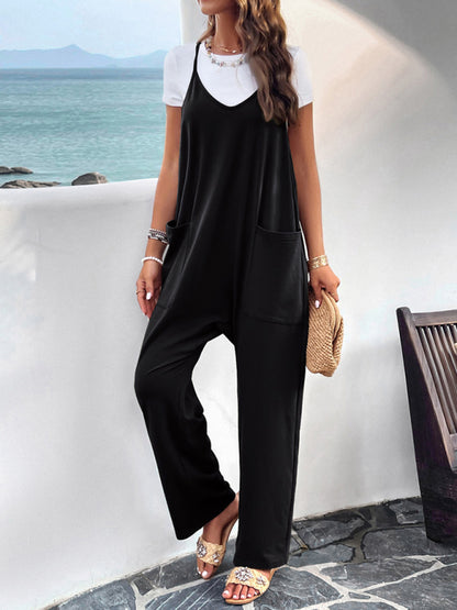 Solid Cotton Baggy Bib Overalls - Go-To Playsuit with Pockets