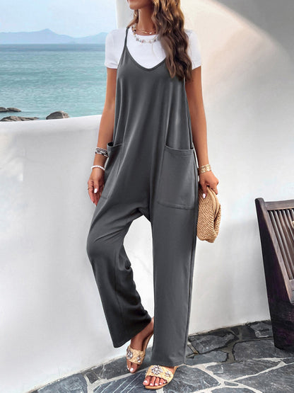 Solid Cotton Baggy Bib Overalls - Go-To Playsuit with Pockets