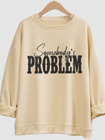 Pullovers- Sport Solid Crewneck Pullover | Problem Print Sweatshirt- Chuzko Women Clothing