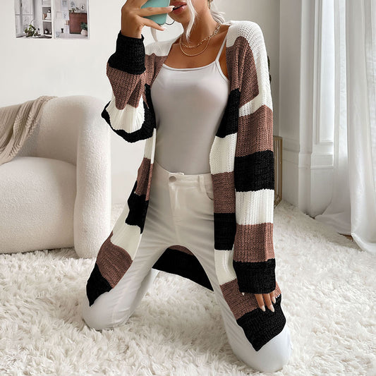 Trendy Buttonless Cardigan - Women's Winter Knitted Sweater Jacket Cardigans - Chuzko Women Clothing