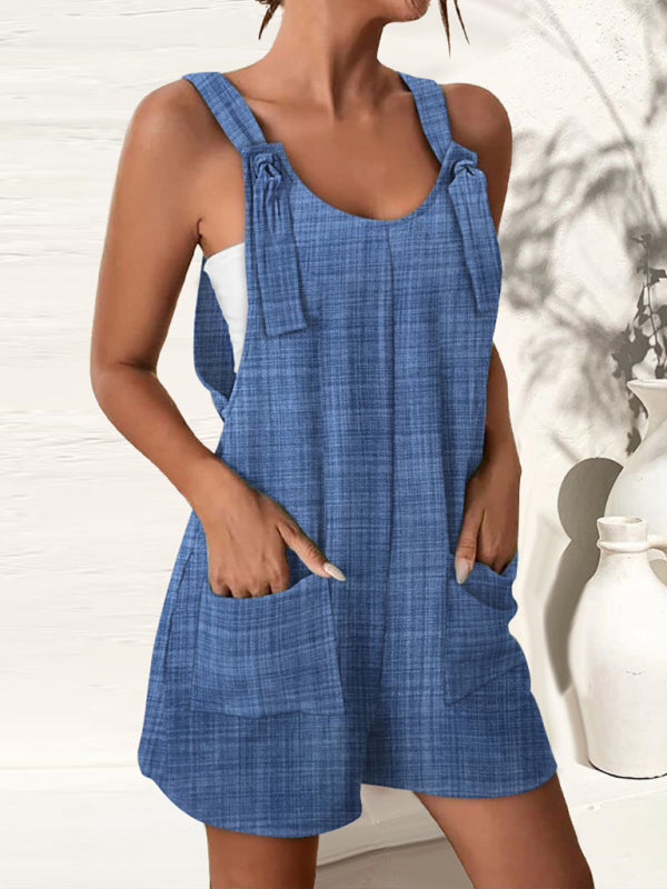 Trendy Tie Dye Rompers: Short Overalls, Adjustable Straps Rompers - Chuzko Women Clothing