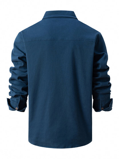 Herrenhemd aus Baumwolle im Used-Look mit hochkrempelbaren Ärmeln