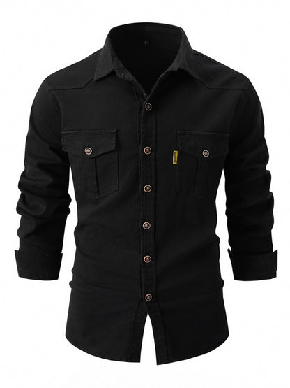 Men’s Distressed Cotton Roll-Up Sleeves Shirt
