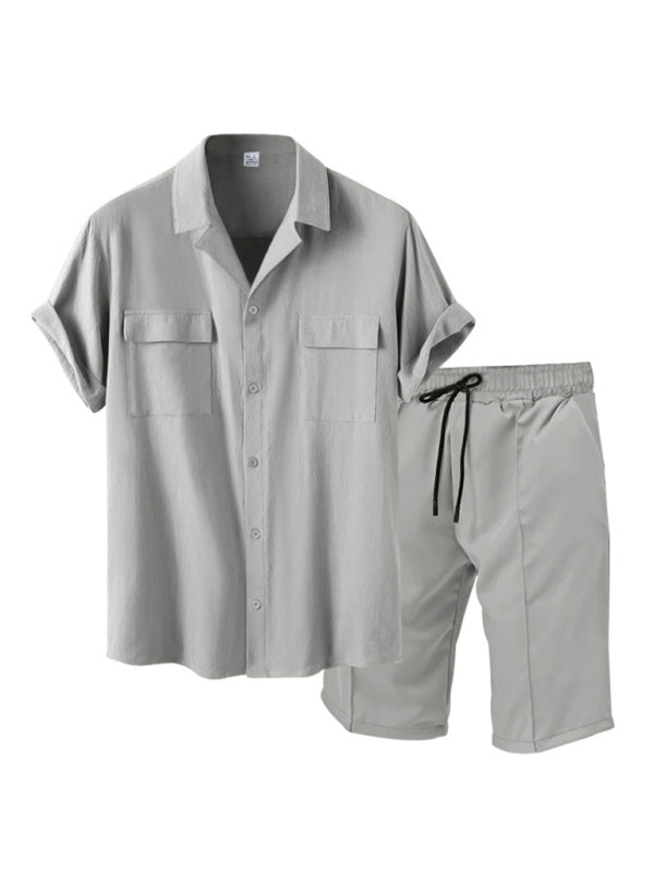 Ensemble 2 pièces Smart Casual pour hommes avec chemise boutonnée et short à poches