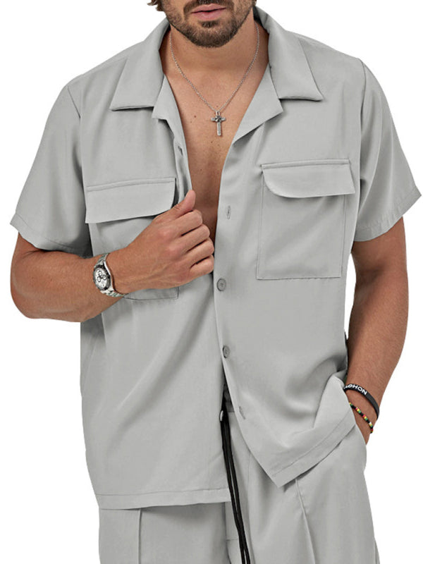 Ensemble 2 pièces Smart Casual pour hommes avec chemise boutonnée et short à poches