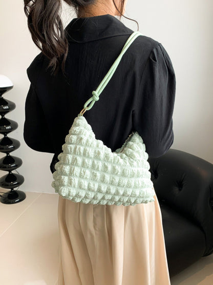 Textured Cotton Shoulder Hobo Bag