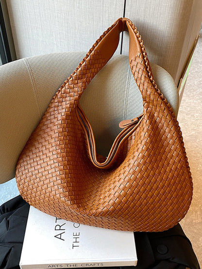 Textured Faux Leather Hobo Shoulder Bag