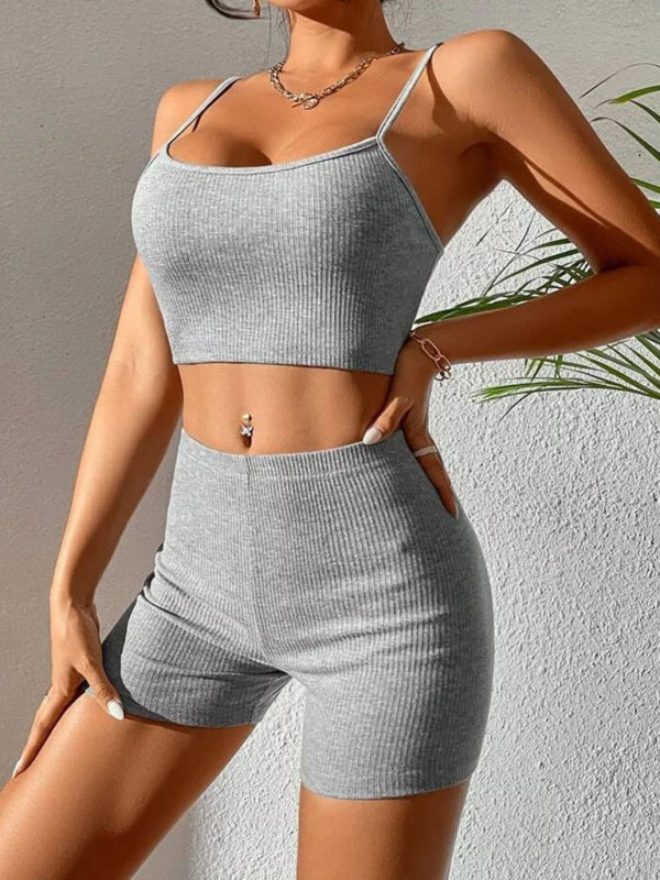 Ribbed Sport Outfit - 2 Piece Cami and Shorts