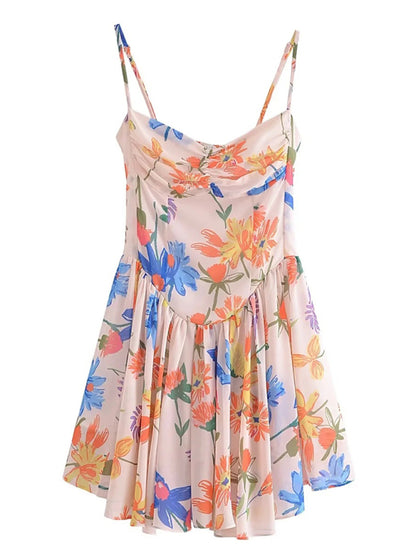 Summer Dresses- Elegant Cami Fit and Flare Mini Dress for Summer- Chuzko Women Clothing