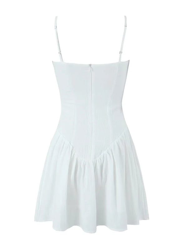 Summer Dresses- Solid Drop-Waist Fit & Flare Cami Mini Dress- - Chuzko Women Clothing