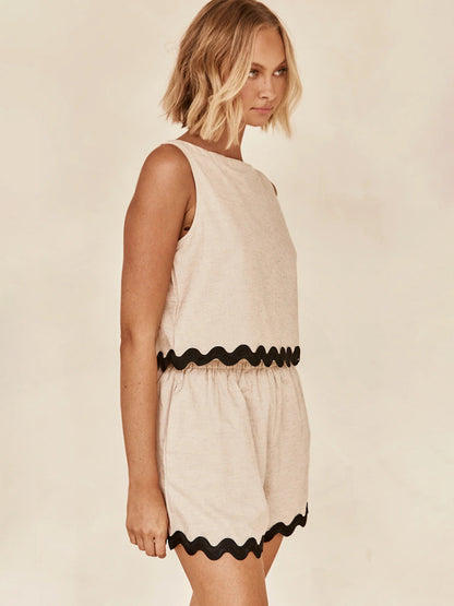 Summer Chill 2-Piece Contrast Binding Tank Top and Shorts