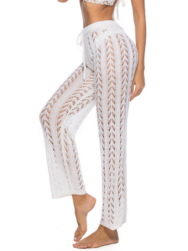Summer Pants- Crochet Open Knit Summer Vacation Pants - Swim Cover-Up Bottoms- Chuzko Women Clothing