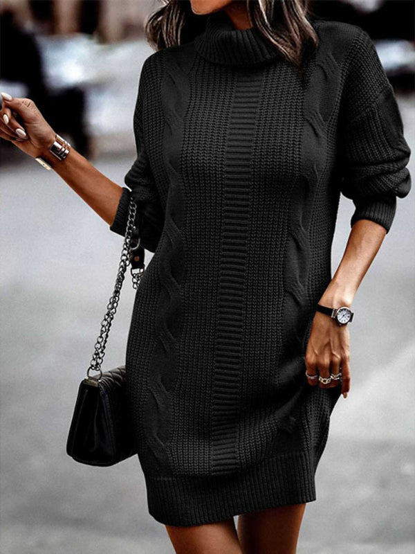 Cozy Cable Knit Sweater Dress