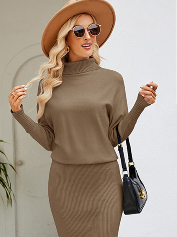 Winter Cozy Blouson Fitted Sweater Dress Sweater Dresses - Chuzko Women Clothing