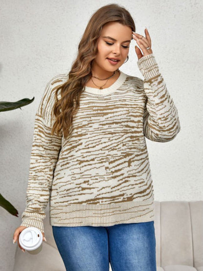 Sweaters- Curvy Space Dye Knit Thick Sweater for Women- - Chuzko Women Clothing
