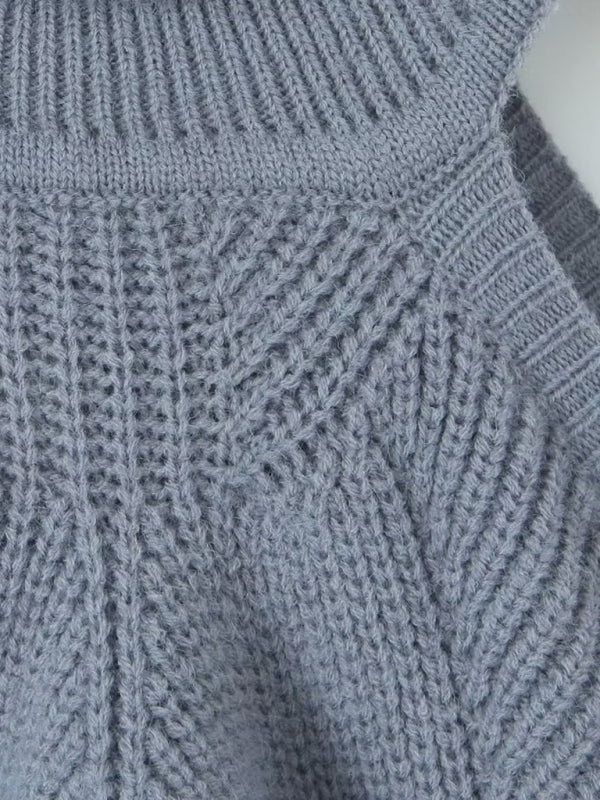Sweaters- Knit Cold Shoulder Turtleneck Bolero Sweater- - Chuzko Women Clothing