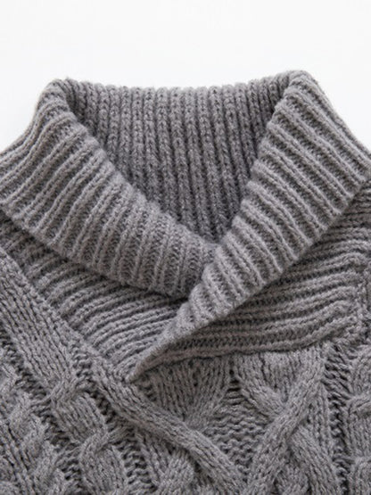 Sweaters- Men's Cable Knitting Turtleneck Sweater- Chuzko Women Clothing