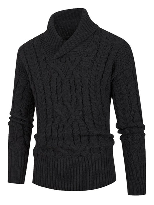 Sweaters- Men's Cable Knitting Turtleneck Sweater- Chuzko Women Clothing