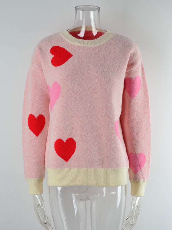 Sweaters- Romantic Valentine’s Coziness Love Theme Knit Sweater Jumper- Chuzko Women Clothing