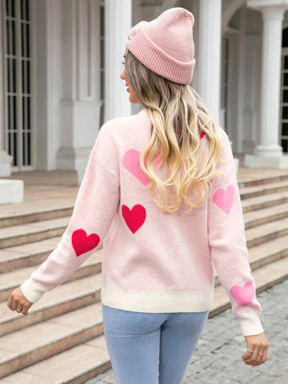 Sweaters- Romantic Valentine’s Coziness Love Theme Knit Sweater Jumper- Chuzko Women Clothing
