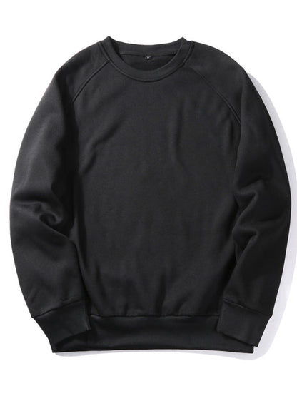 Sweatshirts- Essential Men's Solid Crew Neck Sweatshirt- Chuzko Women Clothing