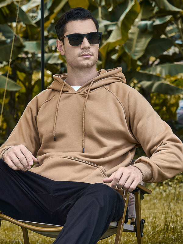 Sweatshirts- Essential Solid Men's Hooded Sweatshirt - Sport Hoodie- Chuzko Women Clothing