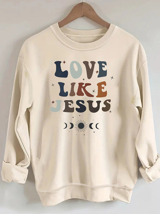 Sweatshirts- Love Jesus Women's Easter Holly Week Sweatshirt- Cracker khaki- Chuzko Women Clothing