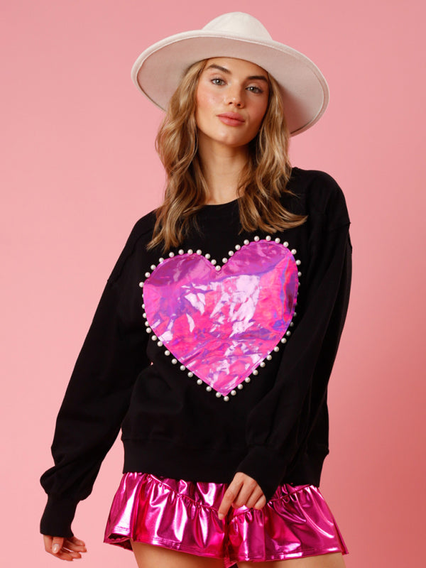 Sweatshirts- Radiate Love with Oversized Sweatshirt Pullover- Chuzko Women Clothing