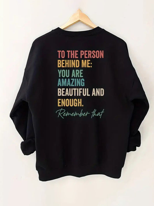 Sweatshirts- Women's 'You are Amazing' Pullover Sweatshirt- Black- Chuzko Women Clothing