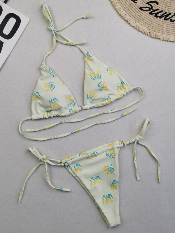 Swimwear- Brazilian 2 Piece Swimwear - Tie-Side Bikini & Triangle Bra- Chuzko Women Clothing