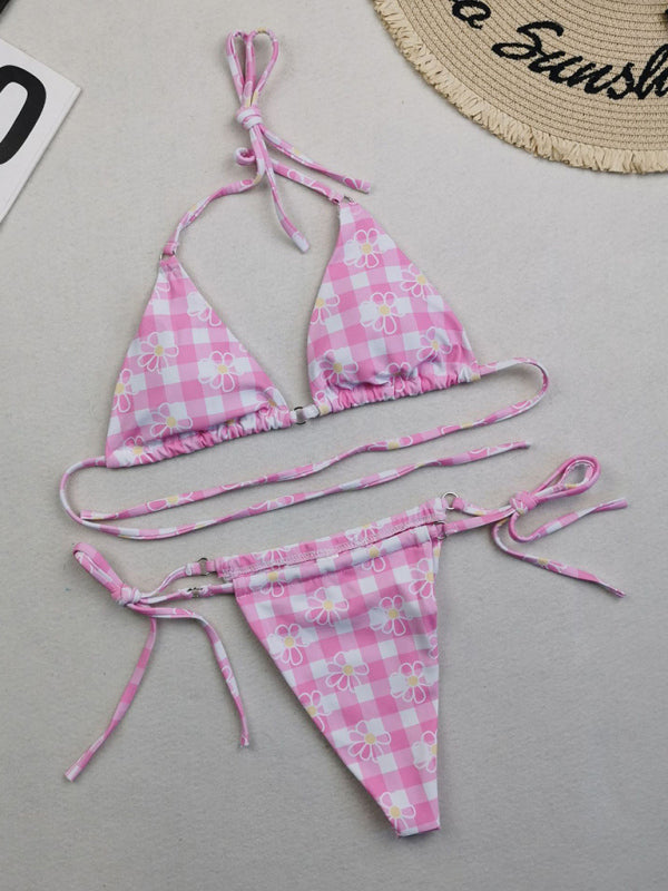Swimwear- Brazilian 2 Piece Swimwear - Tie-Side Bikini & Triangle Bra- Chuzko Women Clothing