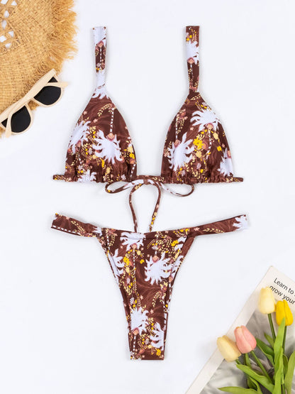Floral Wireless Bra and Micro Bikini - 2 Piece Swimwear