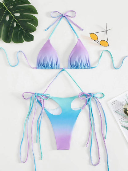 Swimwear- On-Piece Trikini Swimsuit with Wireless Triangle Bra- Chuzko Women Clothing