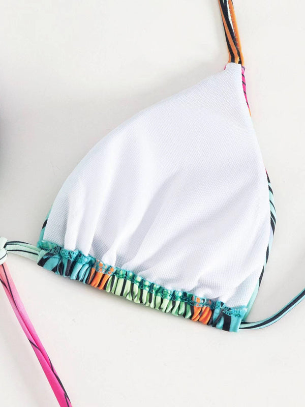 Swimwear- On-Piece Trikini Swimsuit with Wireless Triangle Bra- Chuzko Women Clothing