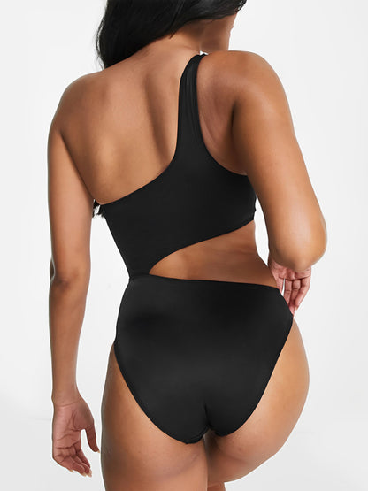 One Shoulder Colorblock Swimsuit | Cutout One-Piece Swimwear