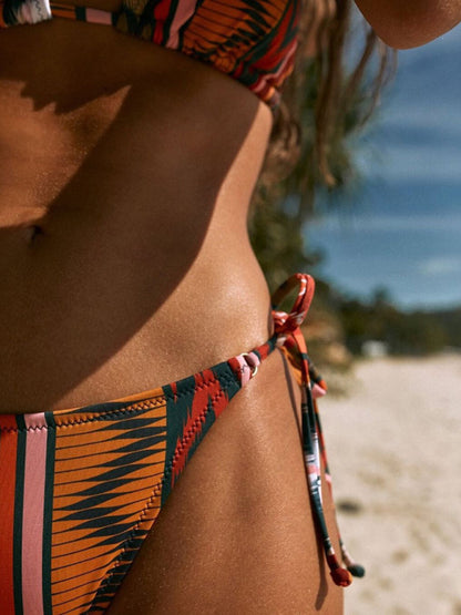 Swimwear- Summer Beach 2-Piece Bikini with Wireless Triangle Bra & Tie-Side String Bottoms- Chuzko Women Clothing