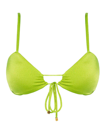 Swimwear- Wireless Triangle Bra & Tie-Side Bikini | Sparkle 2 Piece String Swimwear- Chuzko Women Clothing