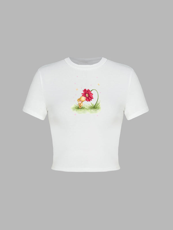 T-Shirts- Women's Easter Egg Print T-Shirt - Holly Week Bunny Crop Tee- - Chuzko Women Clothing