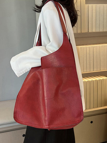 Faux Leather Tote Shoulder Large Handbag