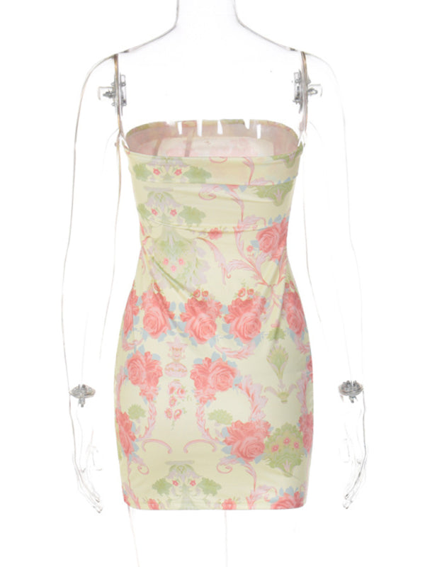 Tube Spring Floral Strapless Mini Dress