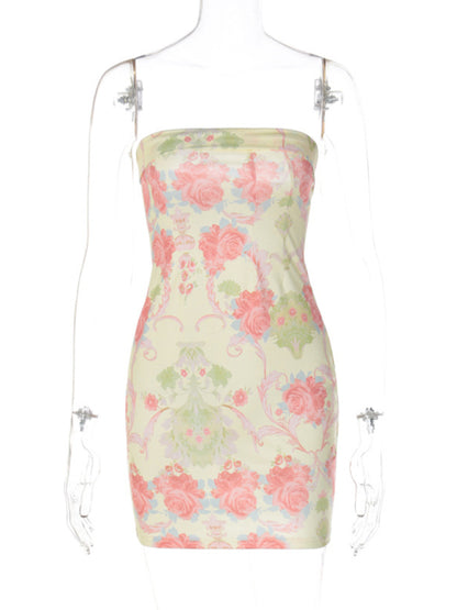 Tube Spring Floral Strapless Mini Dress