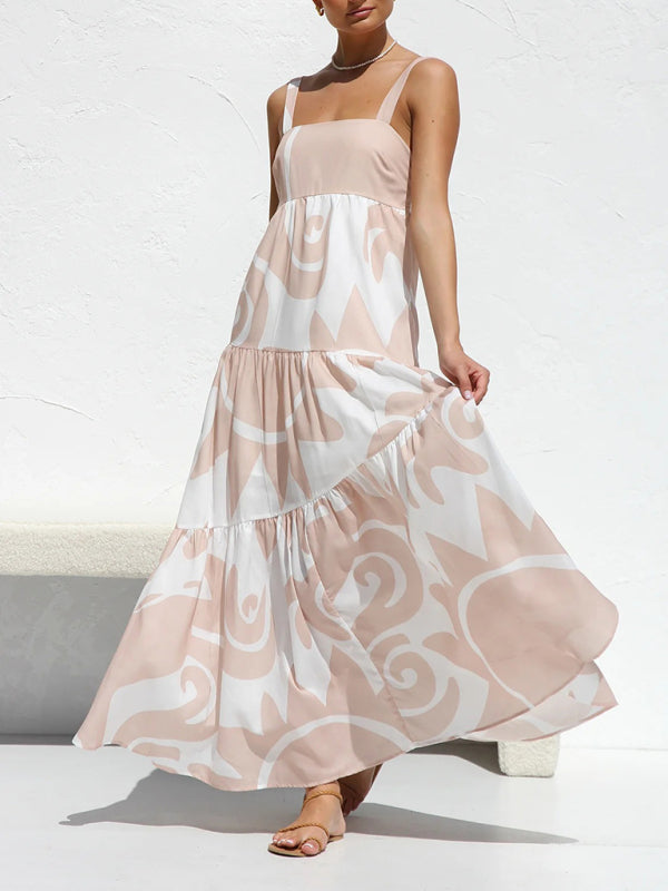 Vacation-ready Tiered Cami Maxi Dress in Pastel Print