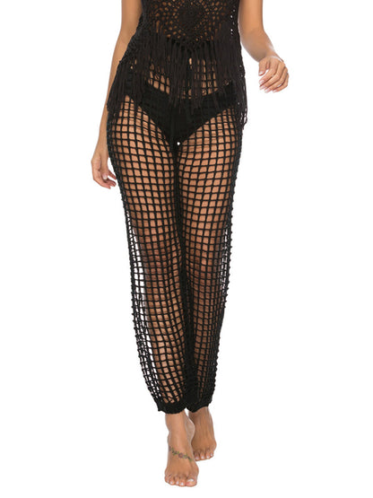 Vacay Pants- Crochet Fishnet Summer Vacation Pants - Swim Cover-Up Bottoms- Chuzko Women Clothing