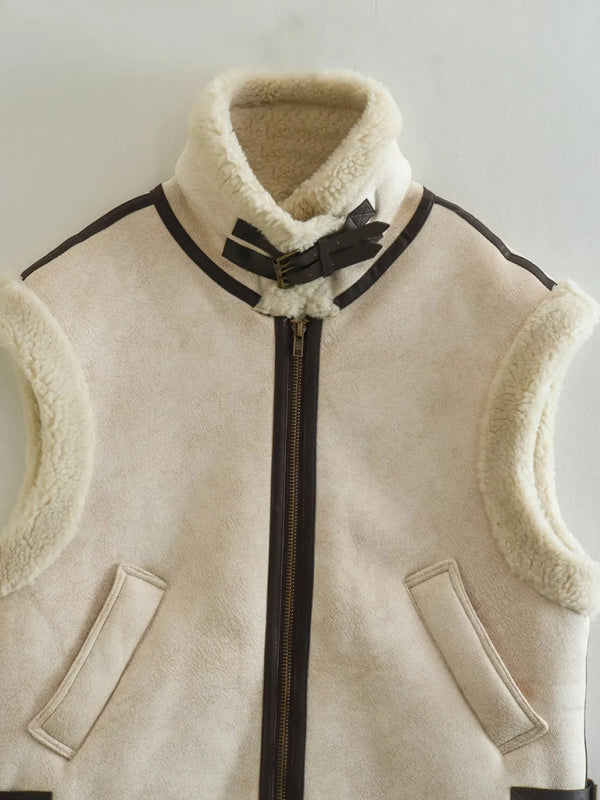Vests- Faux Fur Teddy Bear Waistcoat | Cozy Winter Vest Coat- Chuzko Women Clothing